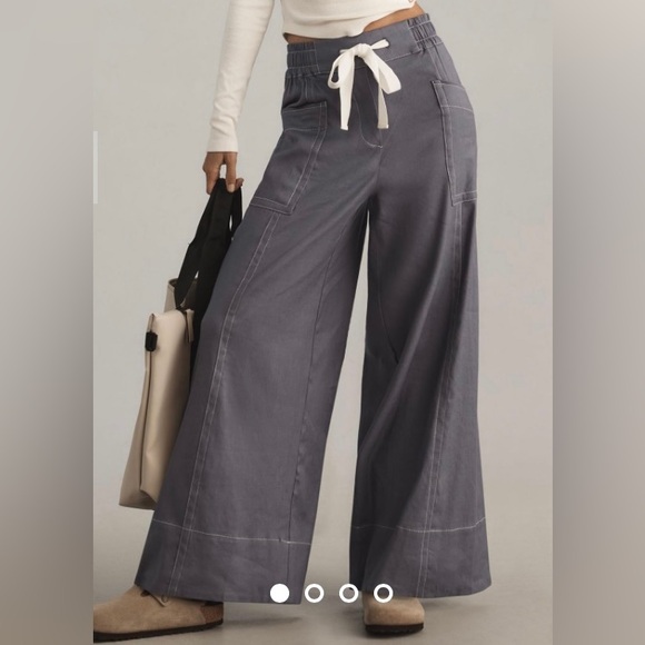 NWT, Maeve/Anthropologie La Ponche Cotton Pull On Denim Wide Leg Pant, Sz STall - Picture 5 of 14
